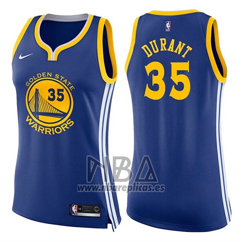 Camiseta Mujer Golden State Warriors Kevin Durant NO 35 Icon 2017-18 Azul